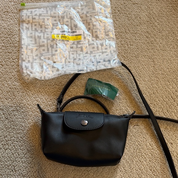 Longchamp Black Crossbody Bag mini le pilage leather - Picture 3 of 10